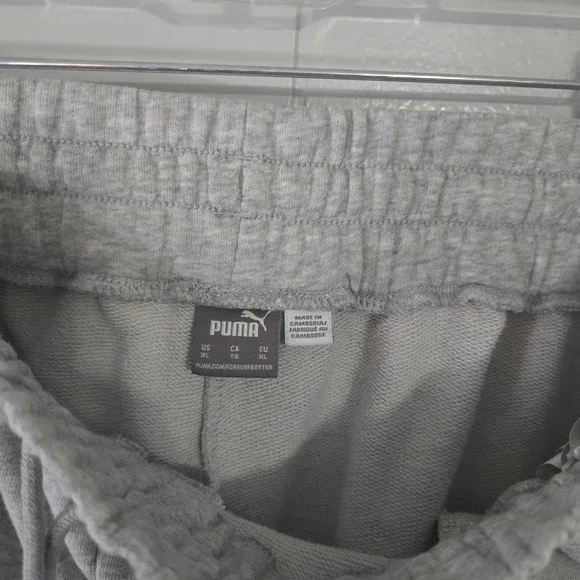 Puma Sweat Shorts Mens XL Gray Good French Terry Drawstring Athletic Logo - Picture 6 of 7